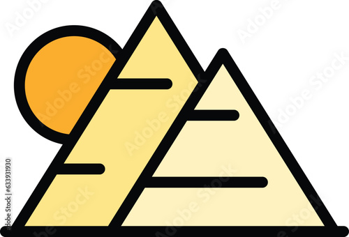 Egyptian pyramid icon outline vector. Ancient egypt. Cairo sand color flat