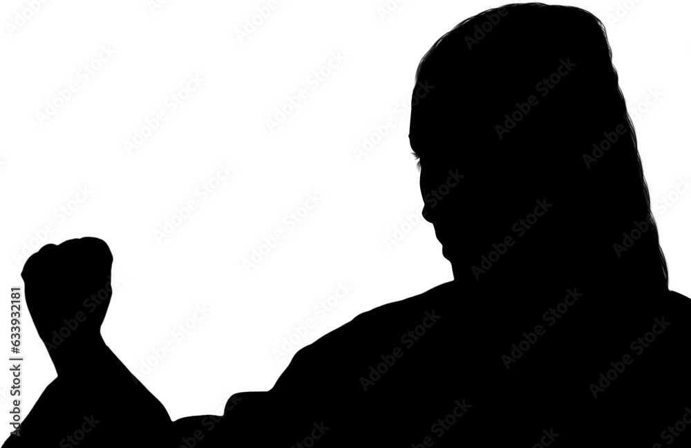 Digital png illustration of silhouette of woman on transparent background
