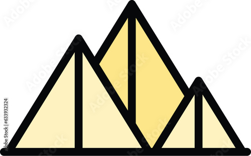 Landscape pyramid icon outline vector. Cairo desert. Ancient sand color flat