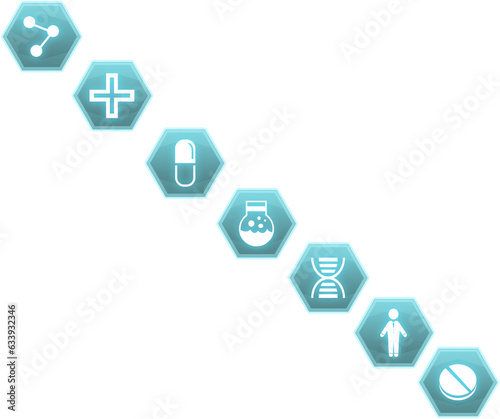 Digital png illustration of medical symbols on transparent background