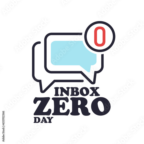 A mail icon with zero notification and bold text on white background, Inbox Zero Day on October 6