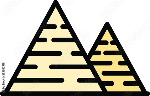 History pyramid icon outline vector. Ancient egypt. Cairo desert color flat