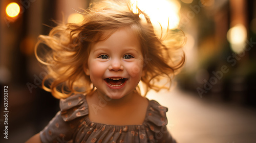 A playful toddler with sparkling eyes and an adorable grin, their innocence and zest for life shining through.