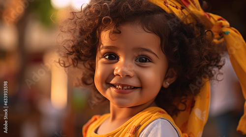 An adorable toddler with a contagious smile, her eyes filled with innocence and wonder, ready to conquer the world.