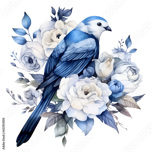 Winter Watercolor Clip Art, Watercolor Flowers Illustration, Winter Sublimation Design, Blue White Flowers Clip Art © TasaDigital