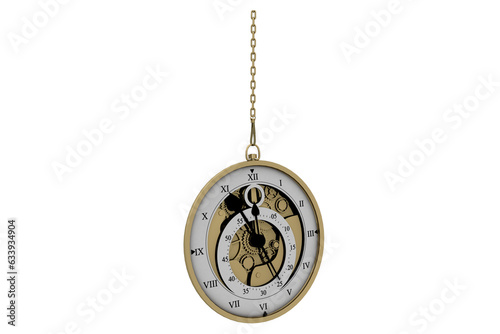 Digital png illustration of retro golden watch on transparent background