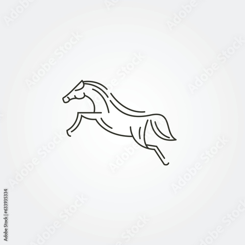 horse icon line art logo vector minimalist illustration design, standing horse vector symbol