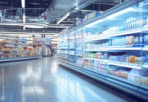 Blurry shopping shelves in supermarkets and department stores realistic image  ultra hd  high design very detailed