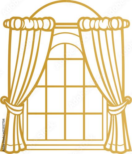 windows curtain line art icon logo minimalist vector illustration design creative © iamfrk7