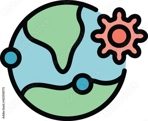 Global self isolation icon outline vector. Virus remote. Home coronavirus color flat
