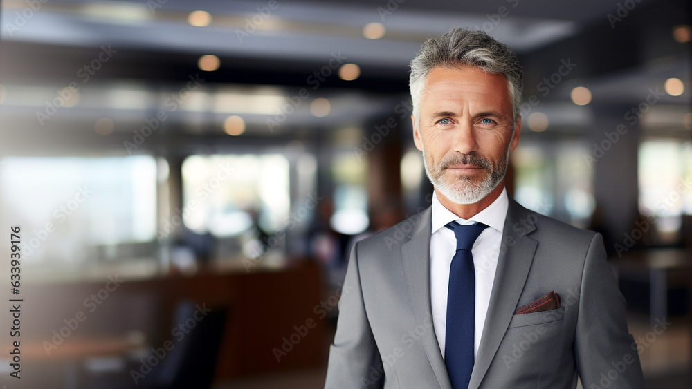 Confident and Elegant: Handsome Middle-Aged Businessman Strikes a Pose