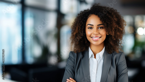Confident African American Businesswoman in Elegant Work Attire