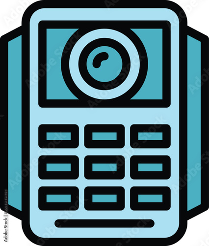 Video intercom security icon outline vector. Control camera. Door system color flat