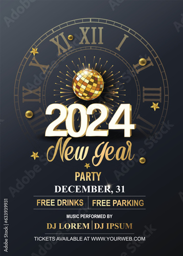 2024 Happy New Year Background for your Flyers and Greetings Card graphic or new year themed party invitations