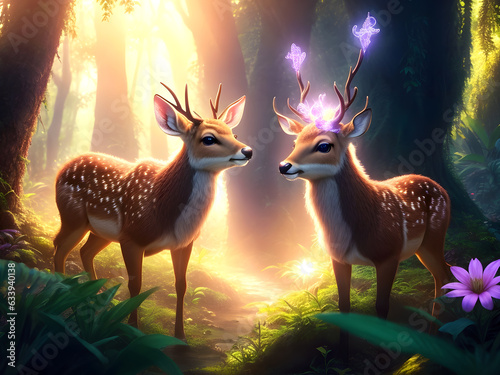 deers in the meadow  ai generative