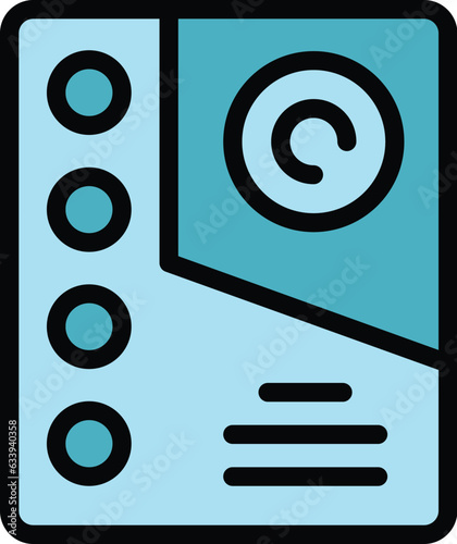 Modern video intercom icon outline vector. Camera security. Control alarm color flat