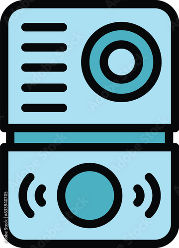 Video intercom accessories icon outline vector. Alarm panel. Security entrance color flat