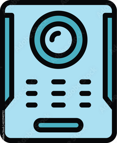 Building video intercom icon outline vector. Door system. Camera security color flat