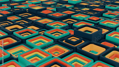 3d background abstract. Satisfying abstract animation.  Motion geometric cubes. 8k image Art Work Seamless