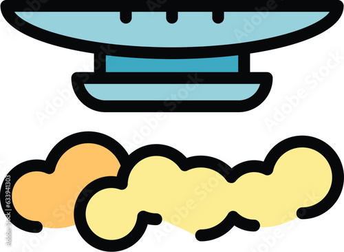 Safety smoke detector icon outline vector. Alarm fire. Home system color flat