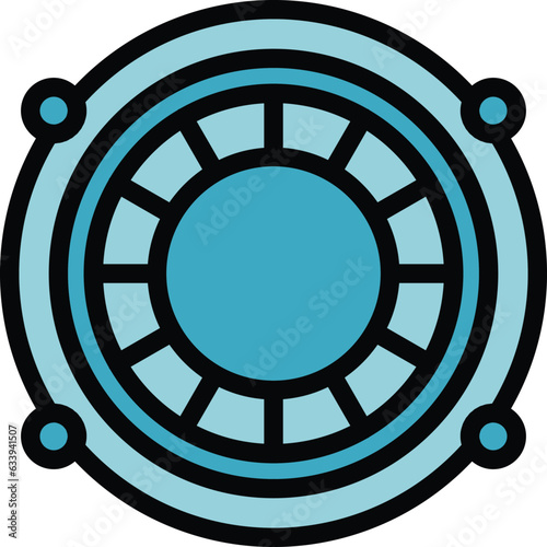 Siren smoke detector icon outline vector. Alarm fire sensor. Home control color flat