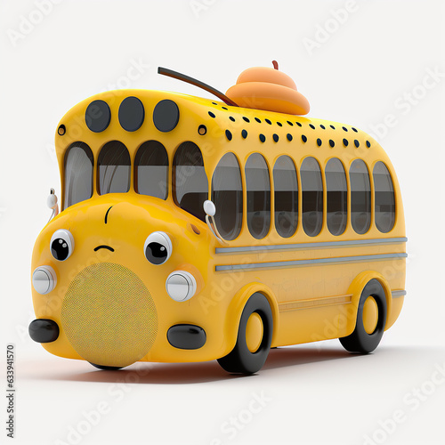 ai generated Illustration of cute 3d school bus isolated white