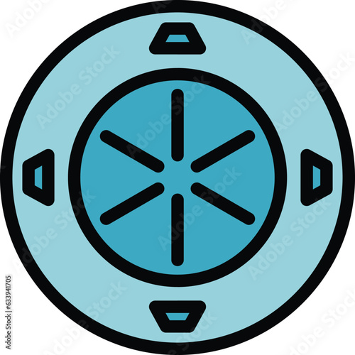 Ceiling smoke detector icon outline vector. Alarm fire. Home control color flat
