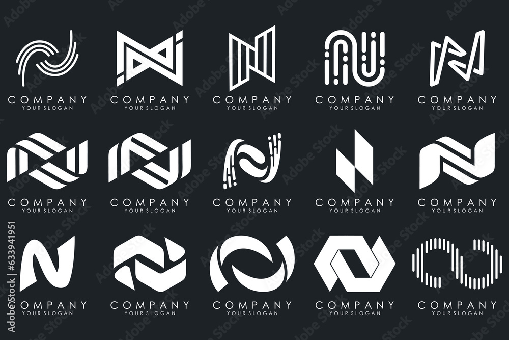 set of Abstract letter N logo design. modern creative logotype monogram icon design inspiration.
