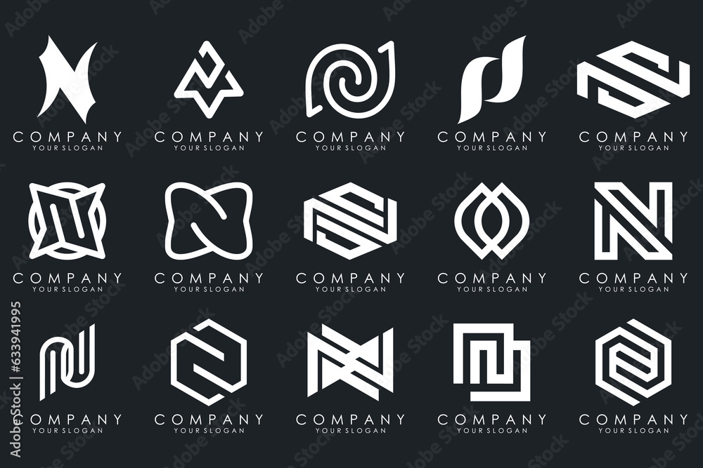 set of Abstract letter N logo design. modern creative logotype monogram icon design inspiration. set of Abstract letter N logo design. modern creative logotype monogram icon design inspiration.