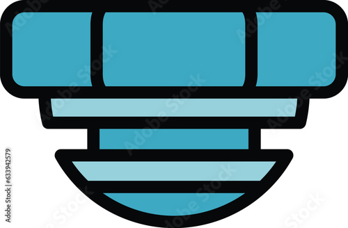 New smoke detector icon outline vector. Alarm fire. Home control color flat