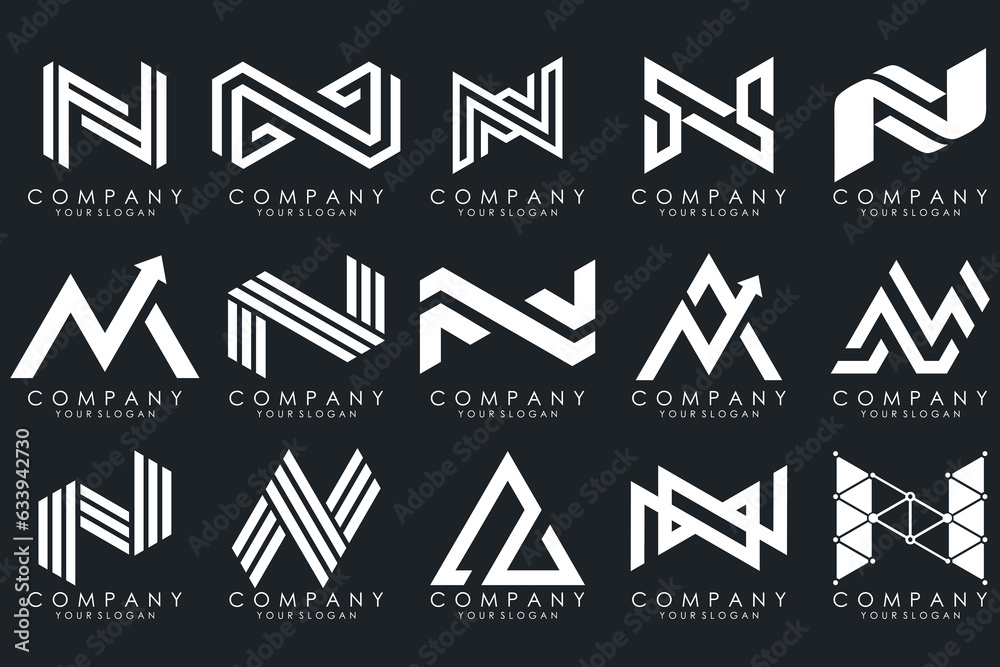set of Abstract letter N logo design. modern creative logotype monogram icon design inspiration. set of Abstract letter N logo design. modern creative logotype monogram icon design inspiration.