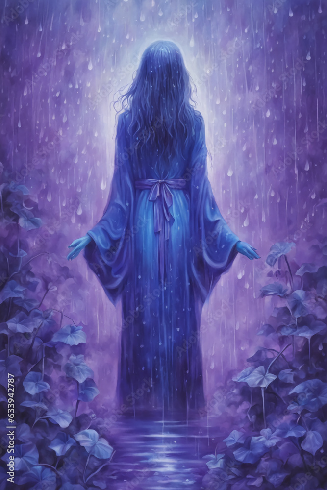 Blue violet angel in the night wallpaper generative ai Blue violet angel in the night wallpaper generative ai