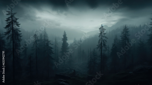 Dark scary forest 