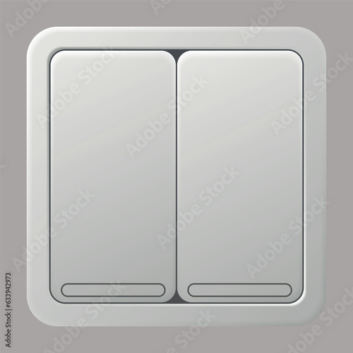 Realistic switcher icon. Home buttons plastic light toggle. Interior wall electric switch. Power electrical switcher isolated on white background