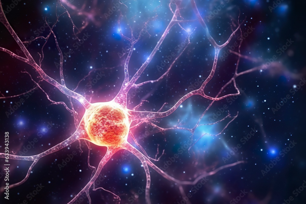 Active neurons in the brain, close up view. Scientific Generative illustration. AI Generative Active neurons in the brain, close up view. Scientific Generative illustration. AI Generative