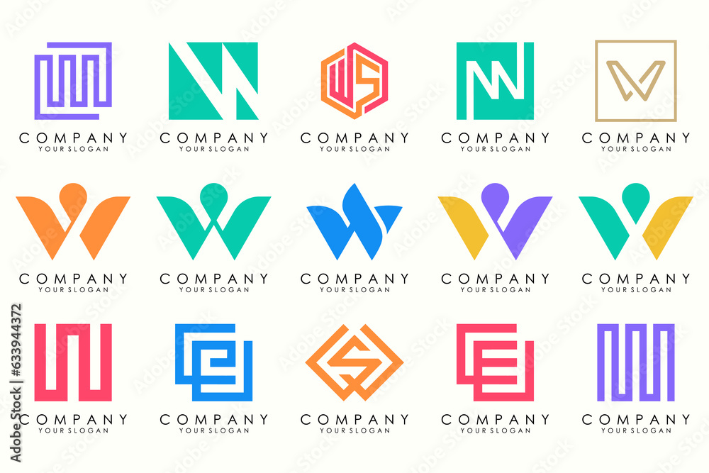 Abstract collection with letters W logo design. creative design logotype W with full color. Abstract collection with letters W logo design. creative design logotype W with full color.