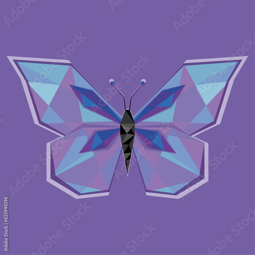 polygonal butterfly on flat background vector illustration