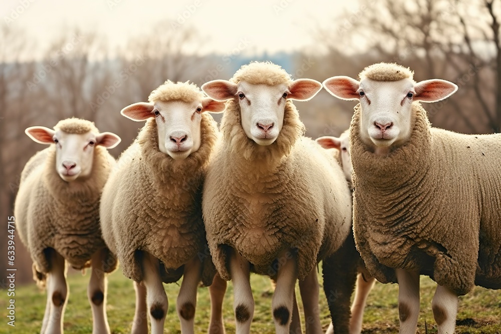 A group of sheep standing outdoors. A group of sheep standing outdoors.