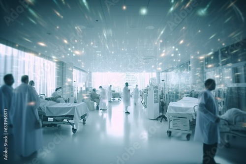 Blurred Hospital Emergency Room  Abstract Medical Background. AI Generative