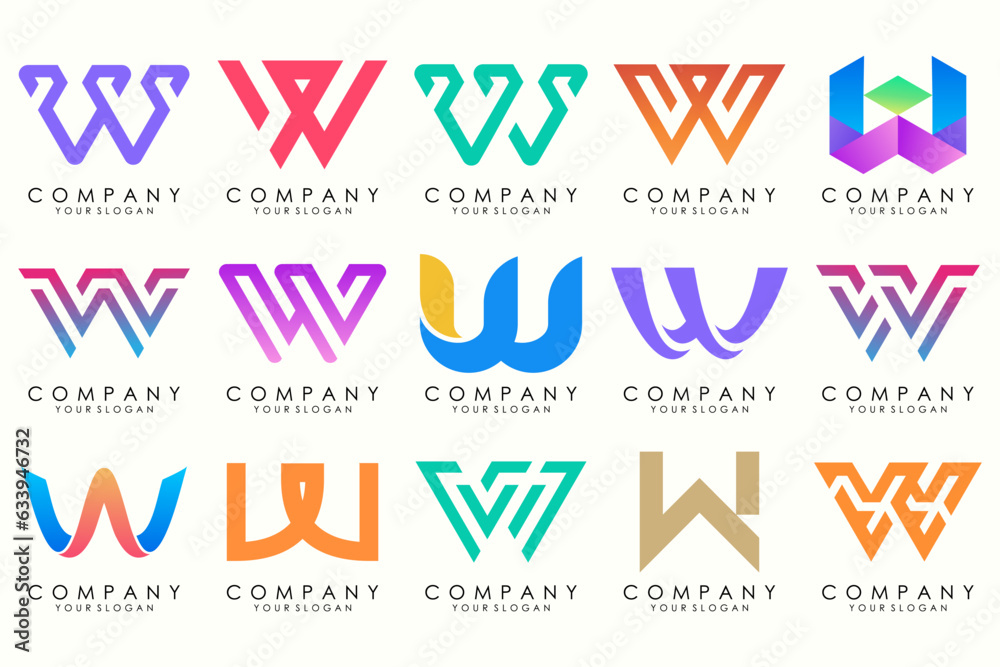 Abstract collection with letters W logo design. creative design logotype W with full color. Abstract collection with letters W logo design. creative design logotype W with full color.