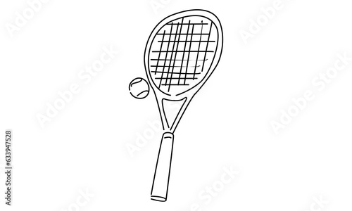 line art of tennis racket and ball © barnawi