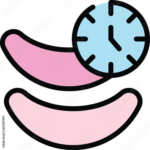 Eye patches time icon outline vector. Mask beauty. Cosmetic skin color flat
