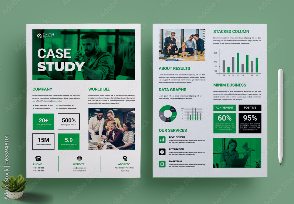 Green Case Study Stock Template | Adobe Stock