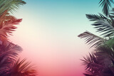 Tropical Leaves Framing Pink, White, and Blue Background: Graphic Resource Wallpaper, Generative AI