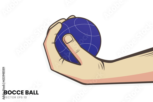 Illustration of the technique of gripping the Bocce Ball. Perfect for added images with a Bocce sports theme.