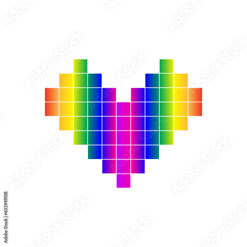 The square pattern logo forms a heart in rainbow colors. Simple logo design
