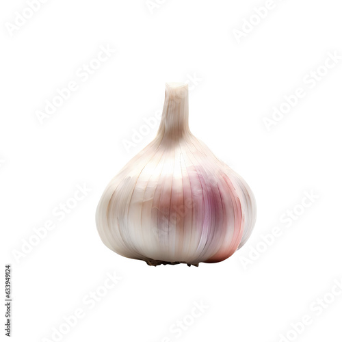 Single fresh white garlic bulb