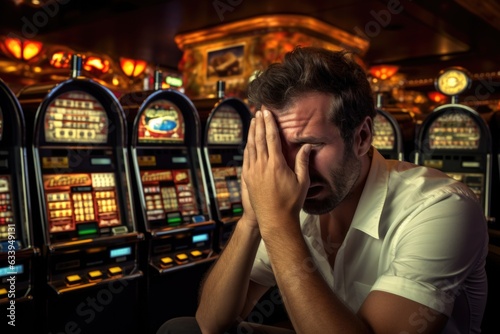 Man losing in casino. Gambling concept 