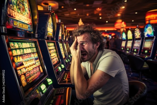 Man losing in casino. Gambling concept 
