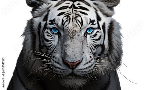 Close Up White Tiger transparent background. Generative AI